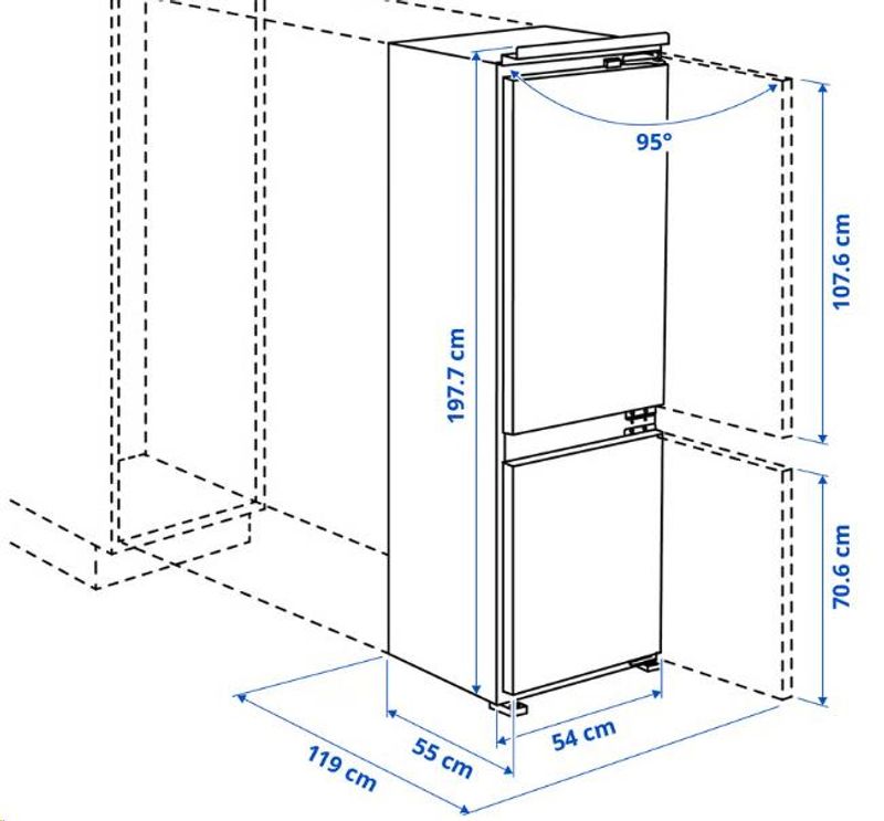 SKOGSNÄS Kjøl/fryseskap, IKEA 700 integrert,